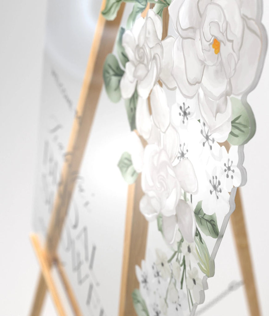 Elegant White Floral Bridal Shower Welcome Sign SpeedyOrders