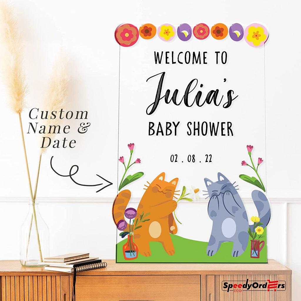 Baby Shower Welcome Sign Cute Cats Design SpeedyOrders