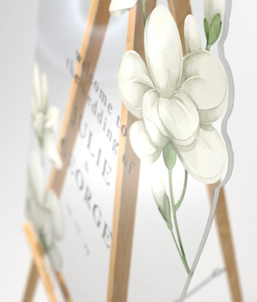 White Gardenia Theme Wedding Signs SpeedyOrders