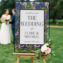 Printed Wildflower Wedding Sign, Stained Glass Wild Flowers Wedding Welcome Sign