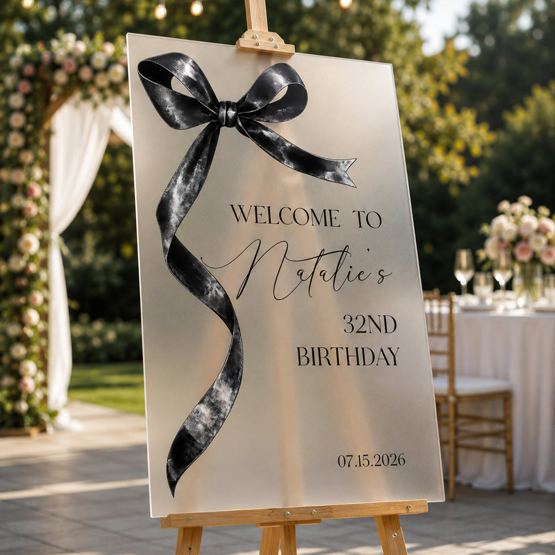 Birthday Bow Welcome Sign — Ribbon Celebration Sign