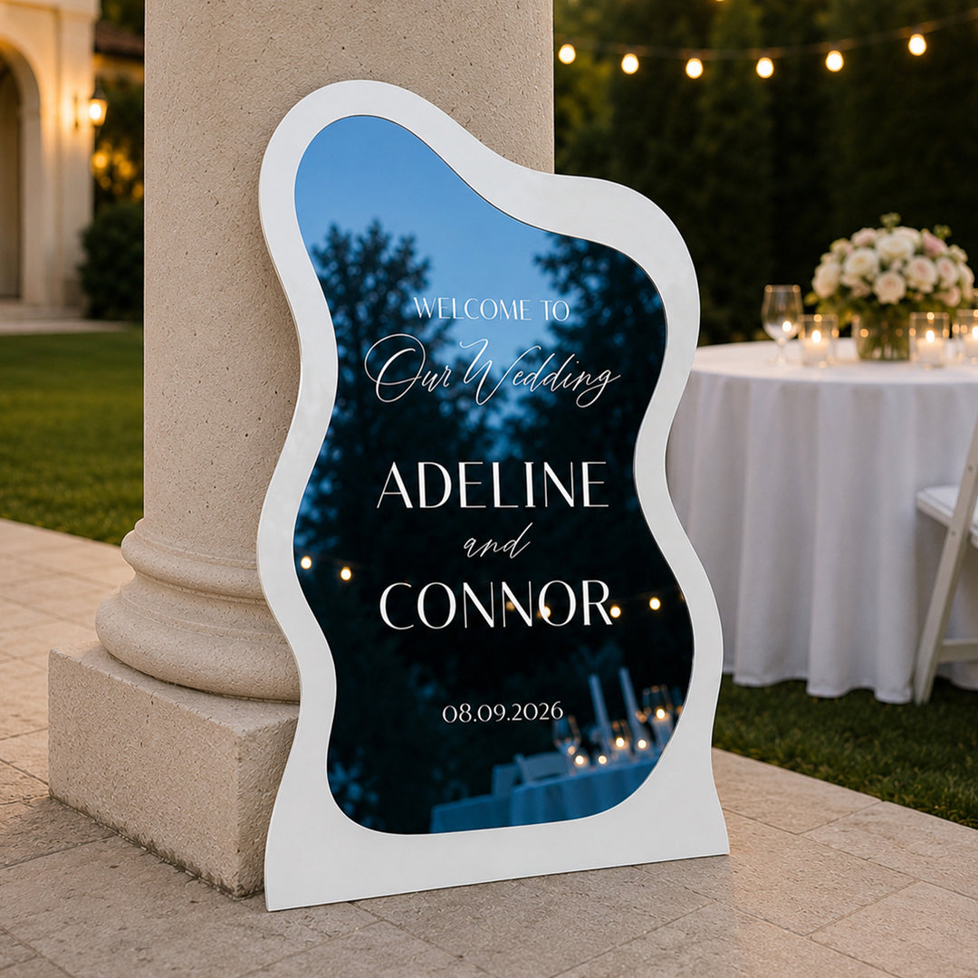 Organic Wavy Shape Wedding Welcome Sign — Clear Acrylic