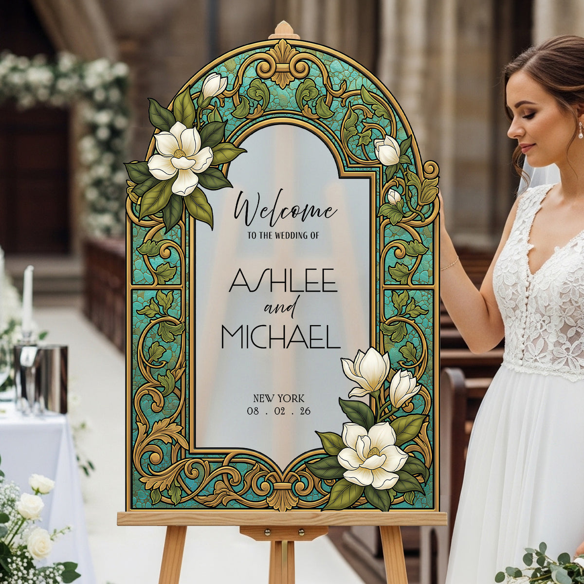 ウェルカムボード Supreme  New York Garelly Custom Wedding Signs | Acrylic, Stained Glass & Mirror | SpeedyOrders