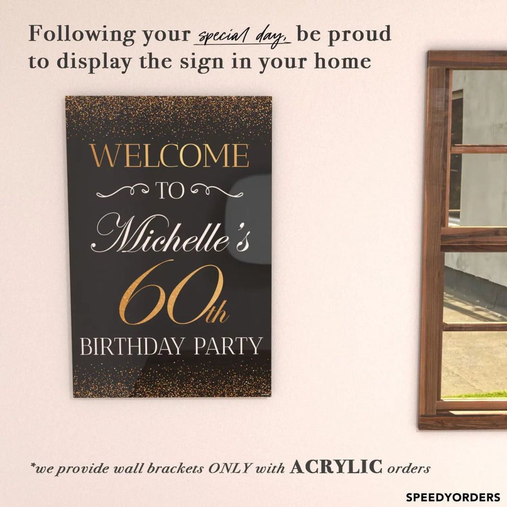 60th Birthday Sign, Welcome Sign for 60th Birthday Party - SpeedyOrders