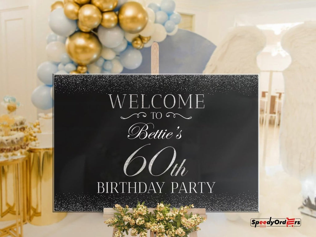 60th Birthday Sign, Welcome Sign for 60th Birthday Party - SpeedyOrders