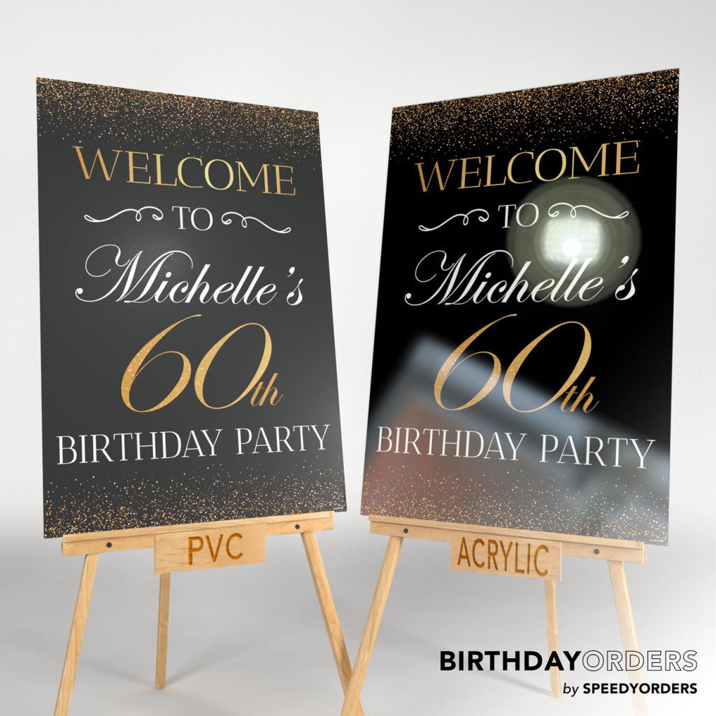 60th Birthday Sign, Welcome Sign for 60th Birthday Party - SpeedyOrders
