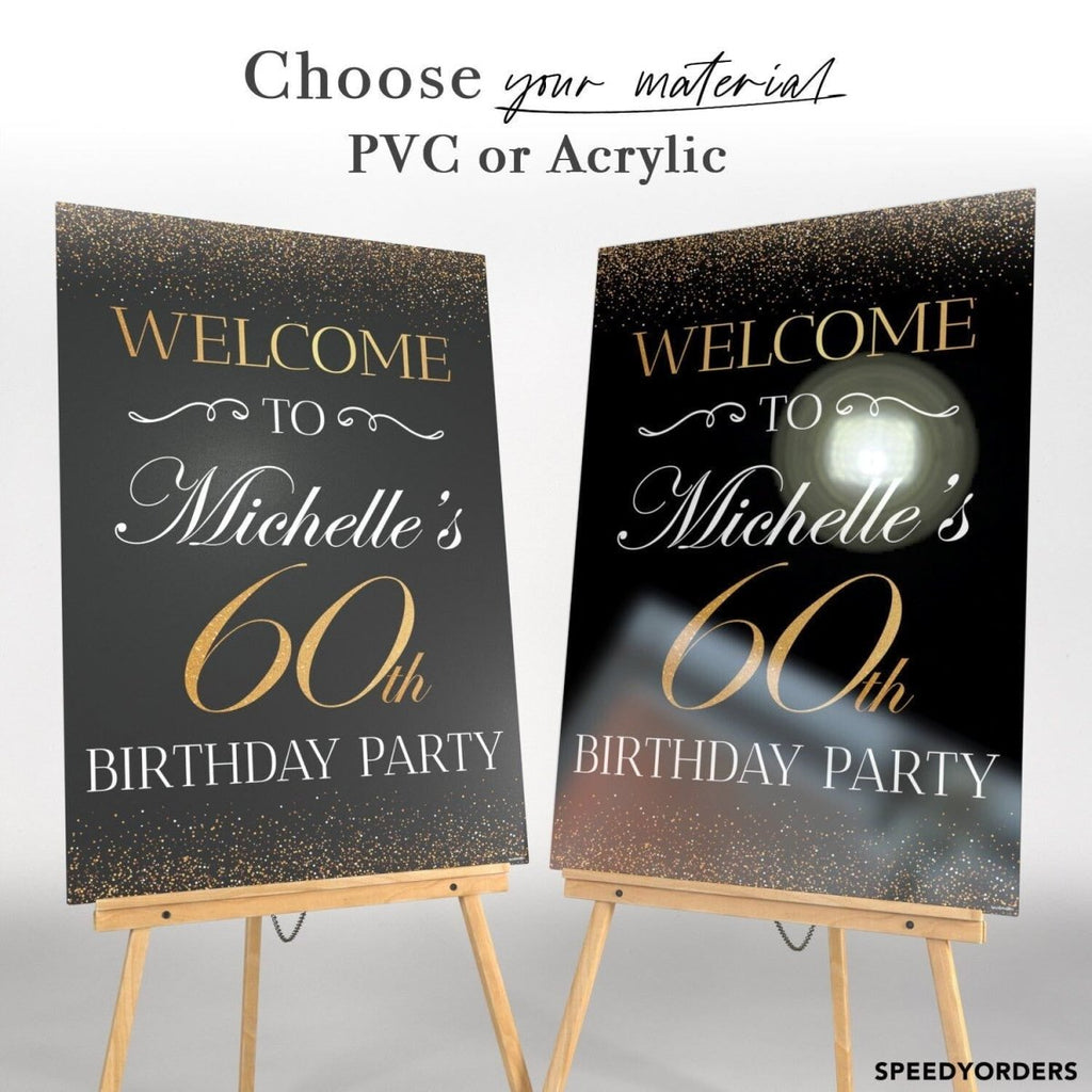 60th Birthday Sign, Welcome Sign for 60th Birthday Party - SpeedyOrders