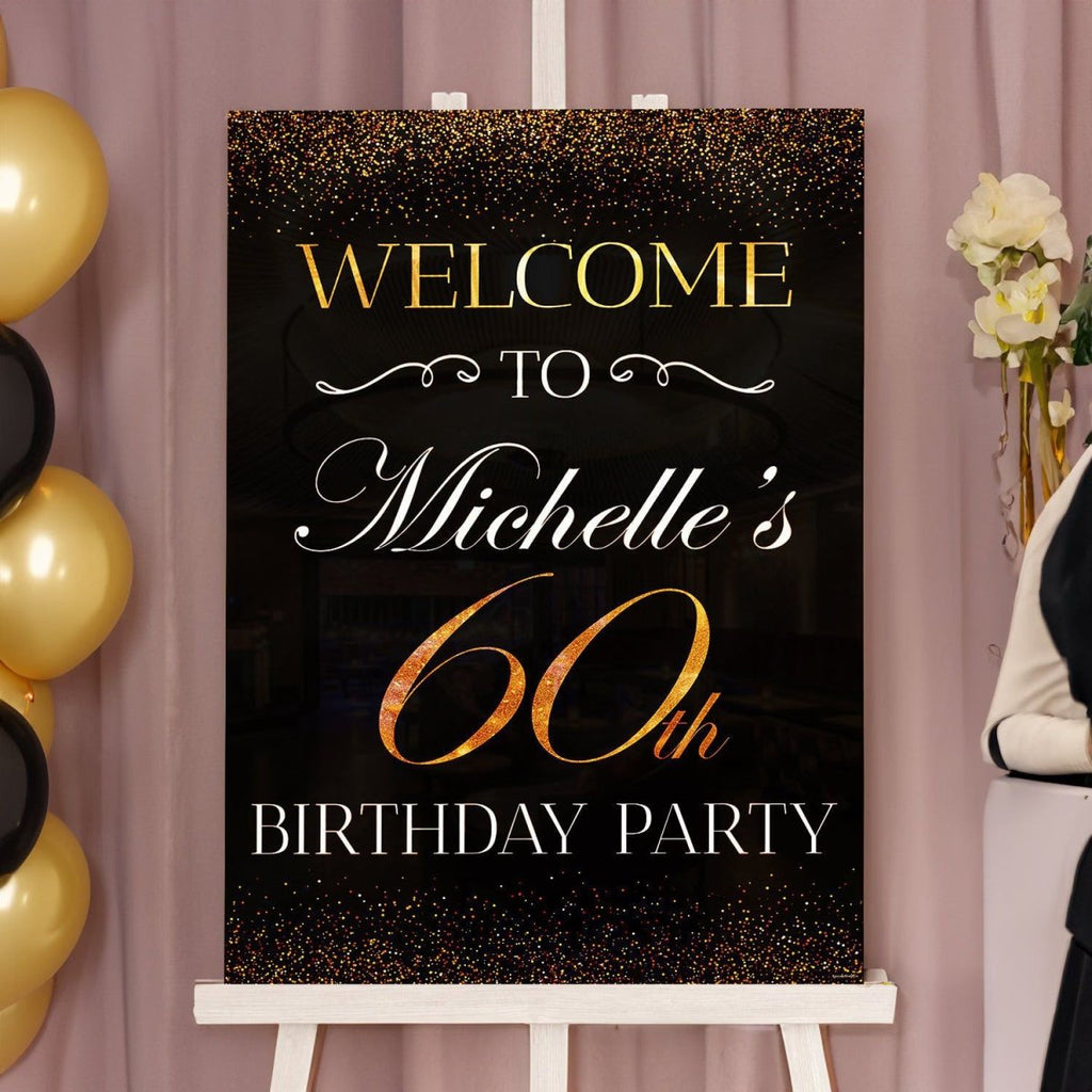 60th Birthday Sign, Welcome Sign for 60th Birthday Party - SpeedyOrders