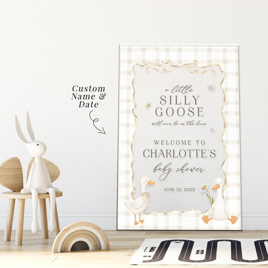 A Little Goose Will Soon Be On The Loose Sign, Frosted Acrylic Goose Baby Shower Sign - SpeedyOrders