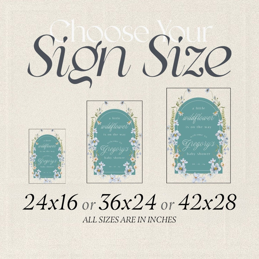 A Little Wildflower Is On The Way Baby Shower Sign, Teal Wildflowers Baby Shower Welcome Sign - SpeedyOrders