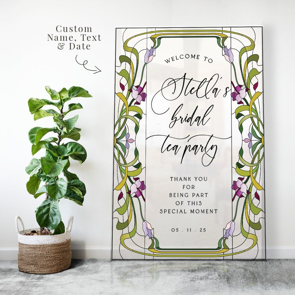 Acrylic Bridal Tea Party Welcome Sign, Floral Bridal Shower Sign - SpeedyOrders