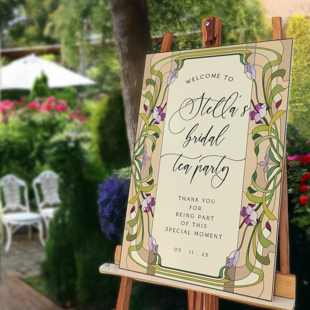 Acrylic Bridal Tea Party Welcome Sign, Floral Bridal Shower Sign - SpeedyOrders