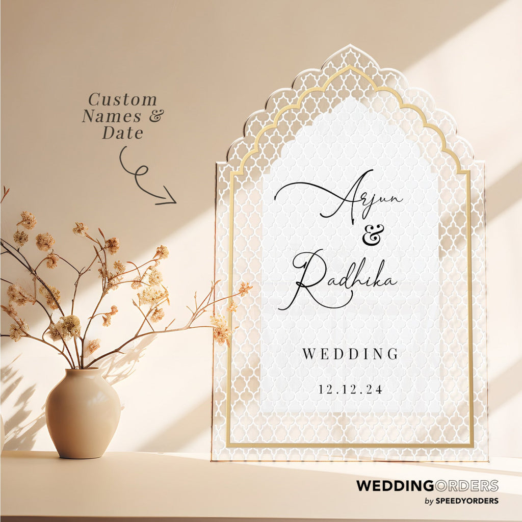 Acrylic Indian Wedding Sign, Indian Wedding Welcome Sign - SpeedyOrders