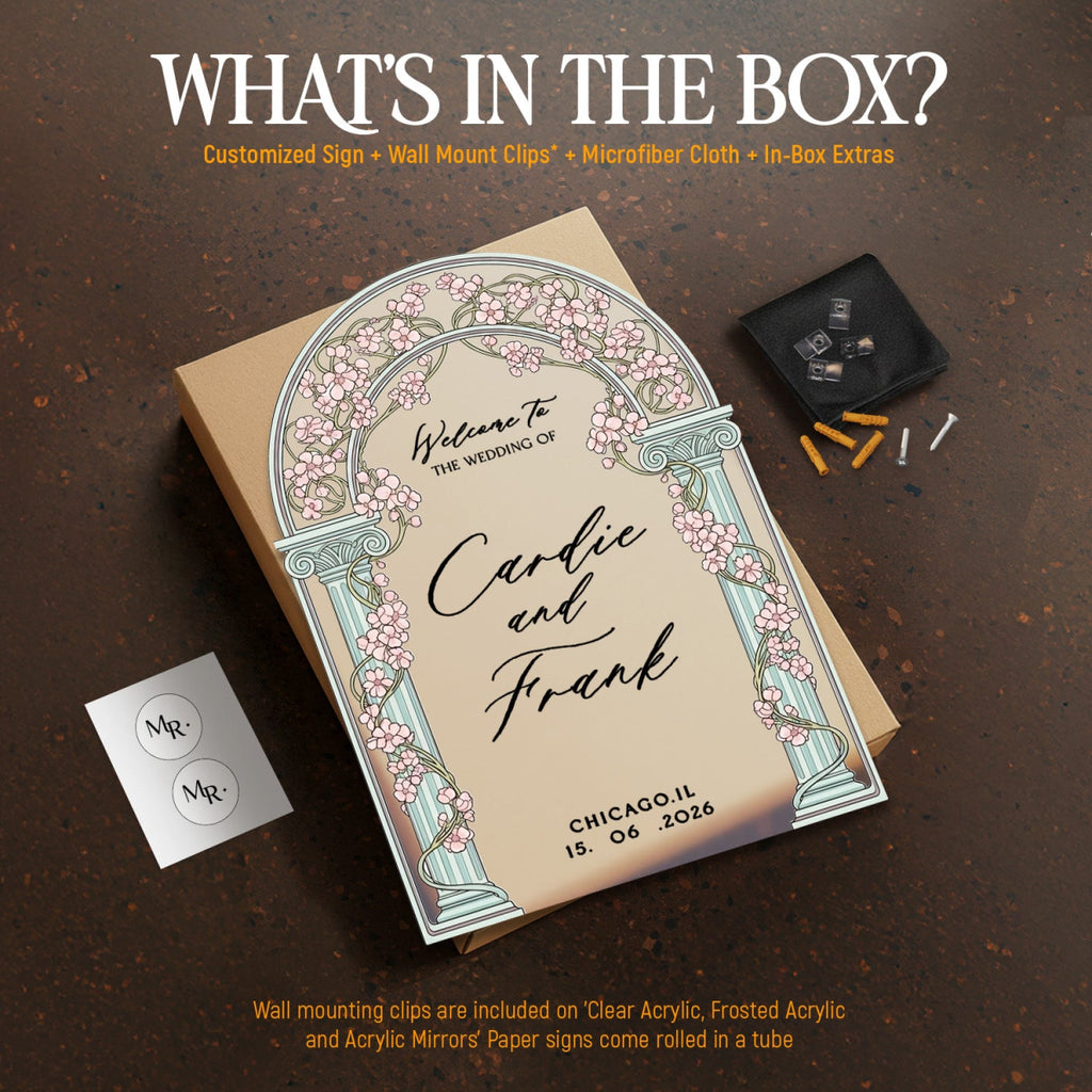 Acrylic Stained Glass Wedding Sign, Arched Vine Wedding Welcome Sign - SpeedyOrders