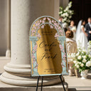Acrylic Stained Glass Wedding Sign, Arched Vine Wedding Welcome Sign - SpeedyOrders