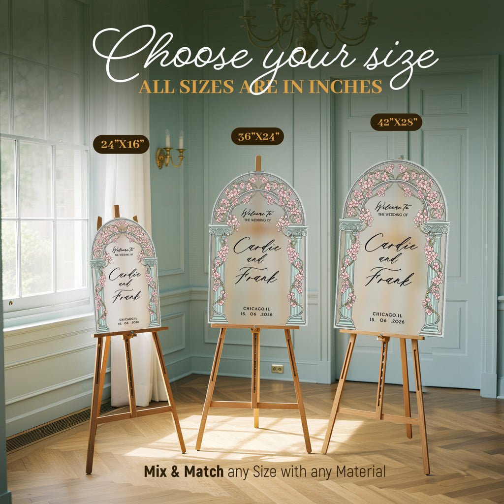 Acrylic Stained Glass Wedding Sign, Arched Vine Wedding Welcome Sign - SpeedyOrders