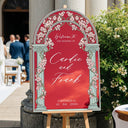 Acrylic Stained Glass Wedding Sign, Arched Vine Wedding Welcome Sign - SpeedyOrders