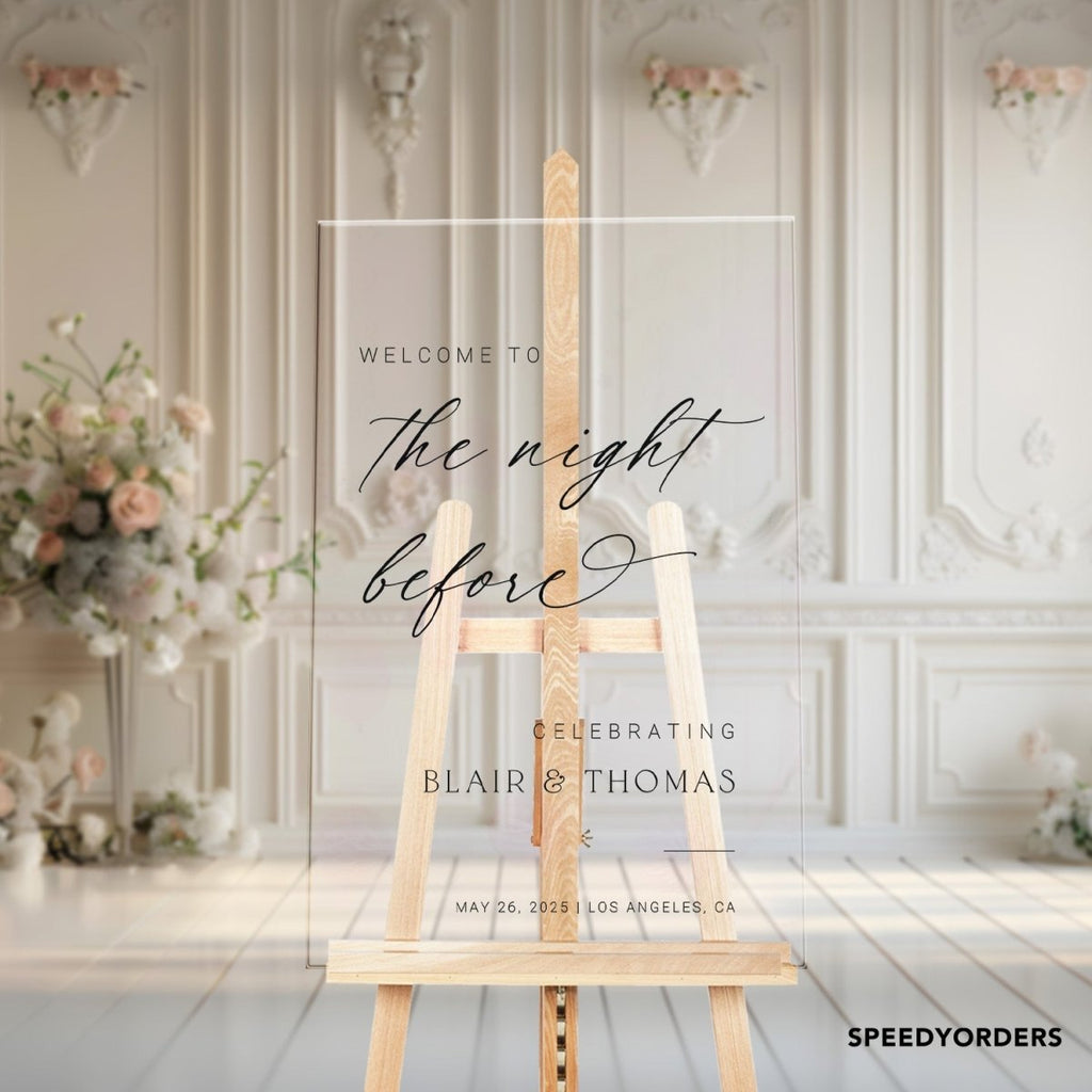 Acrylic The Night Before Wedding Sign, Wedding Rehearsal Dinner Welcome Sign - SpeedyOrders