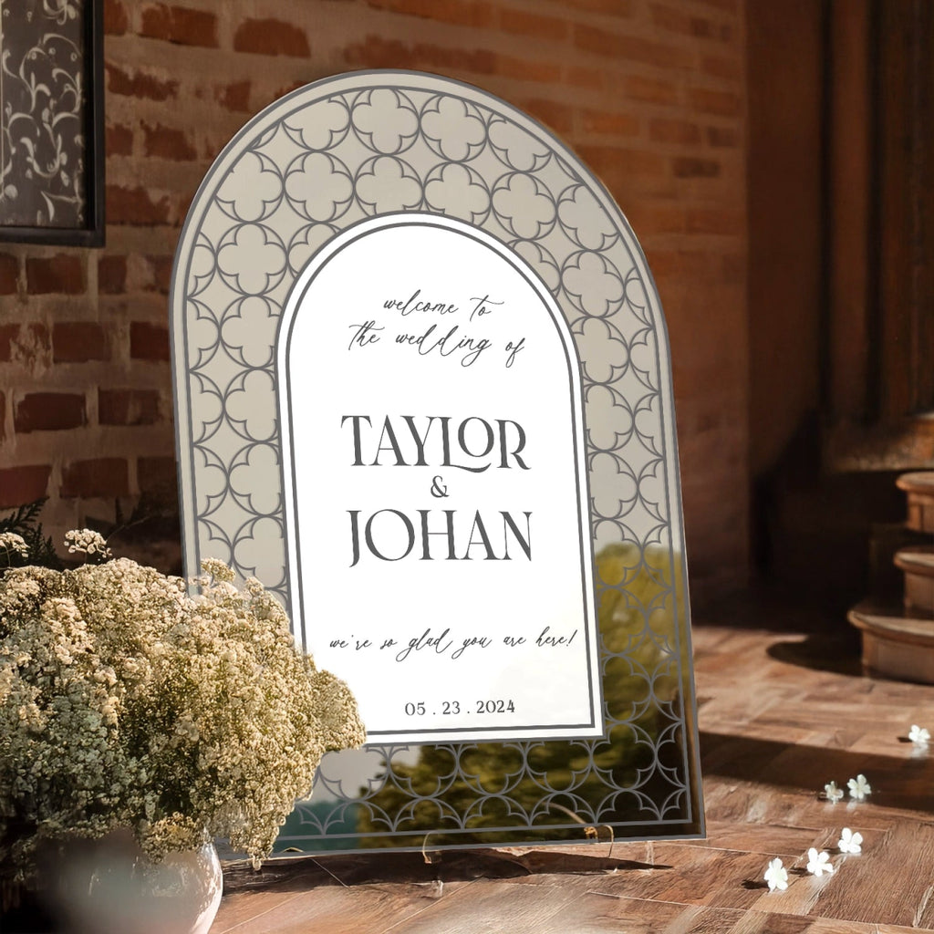 Acrylic Wedding Sign, Mirror Wedding Welcome Sign, Frosted Wedding Entrance Sign - SpeedyOrders