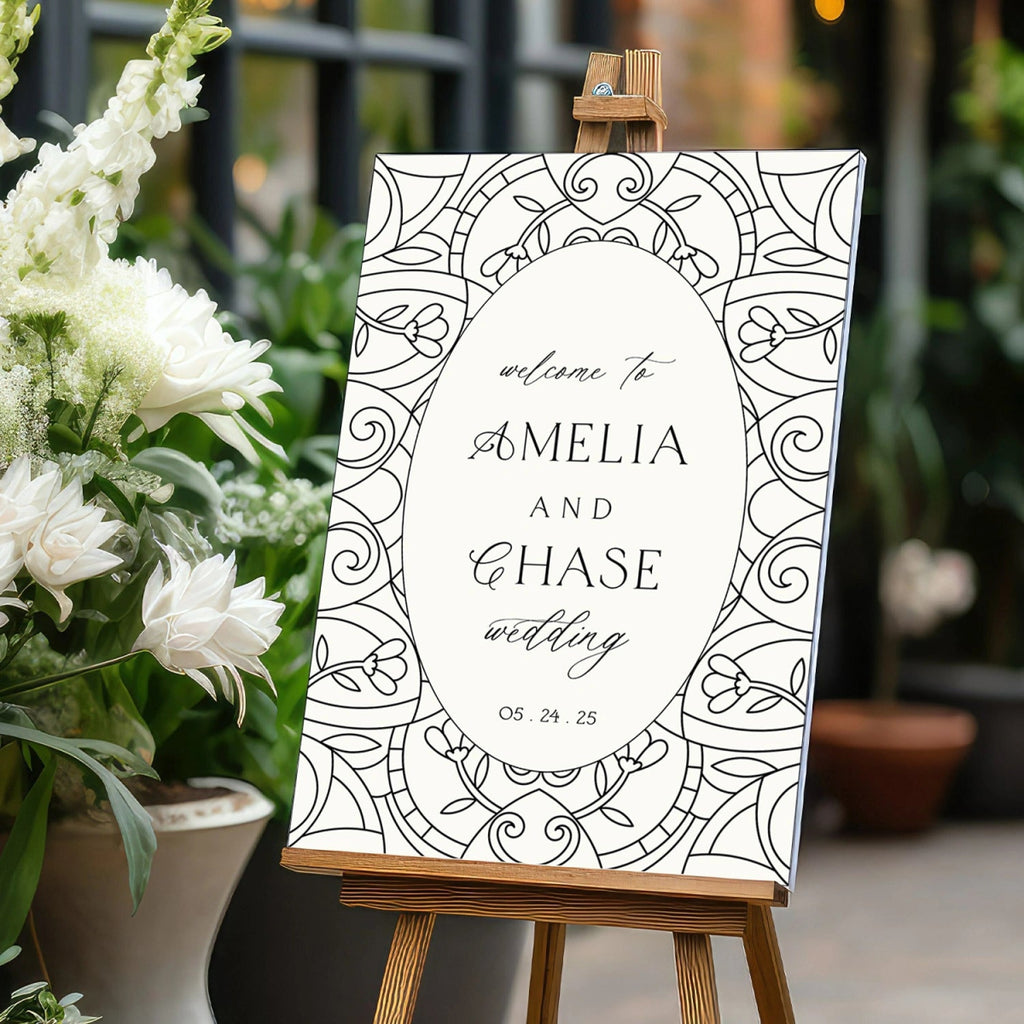 Acrylic Wedding Sign, Stained Glass Wedding Welcome Sign - SpeedyOrders