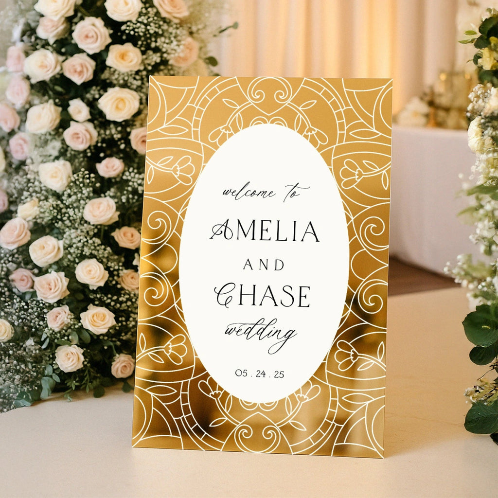 Acrylic Wedding Sign, Stained Glass Wedding Welcome Sign - SpeedyOrders