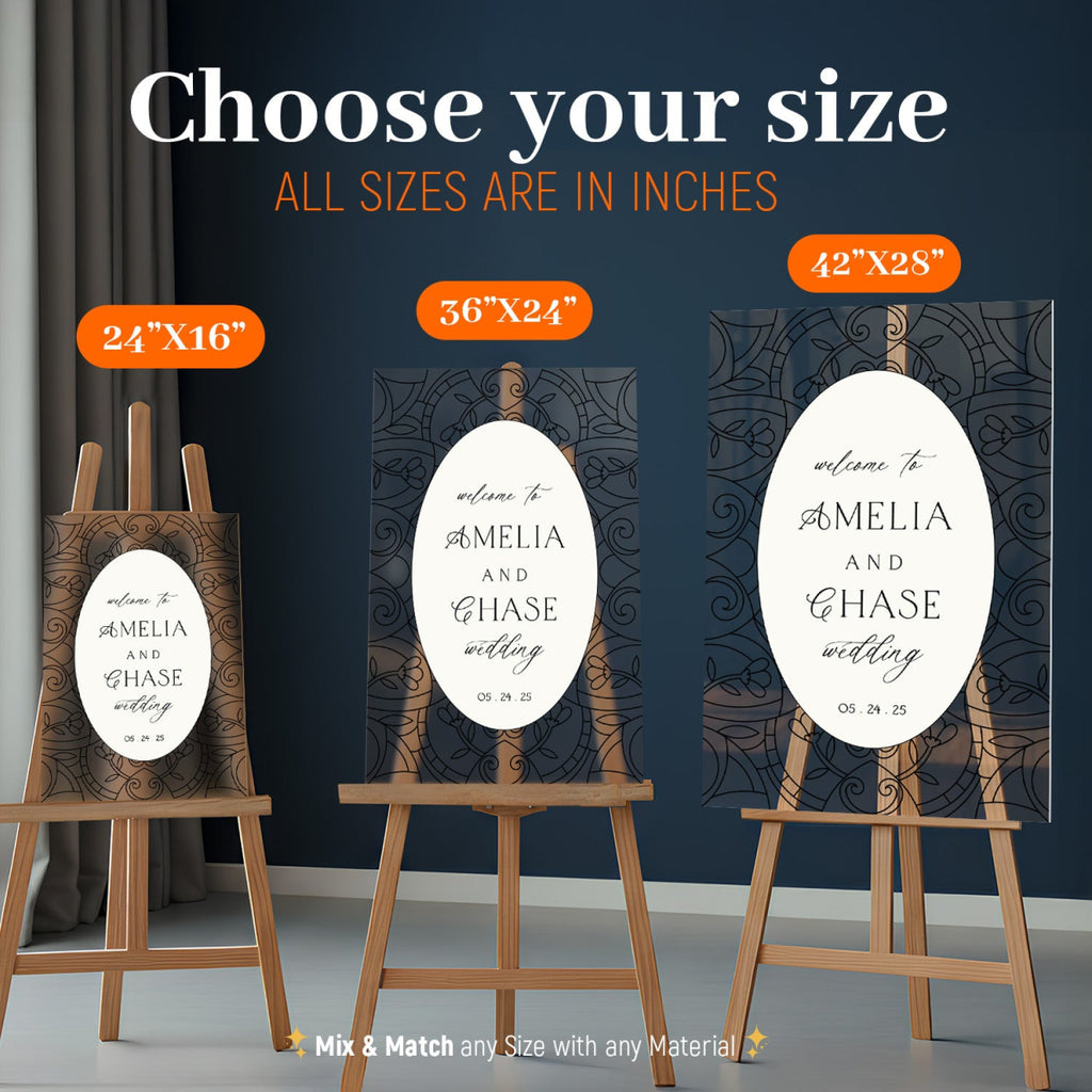 Acrylic Wedding Sign, Stained Glass Wedding Welcome Sign - SpeedyOrders