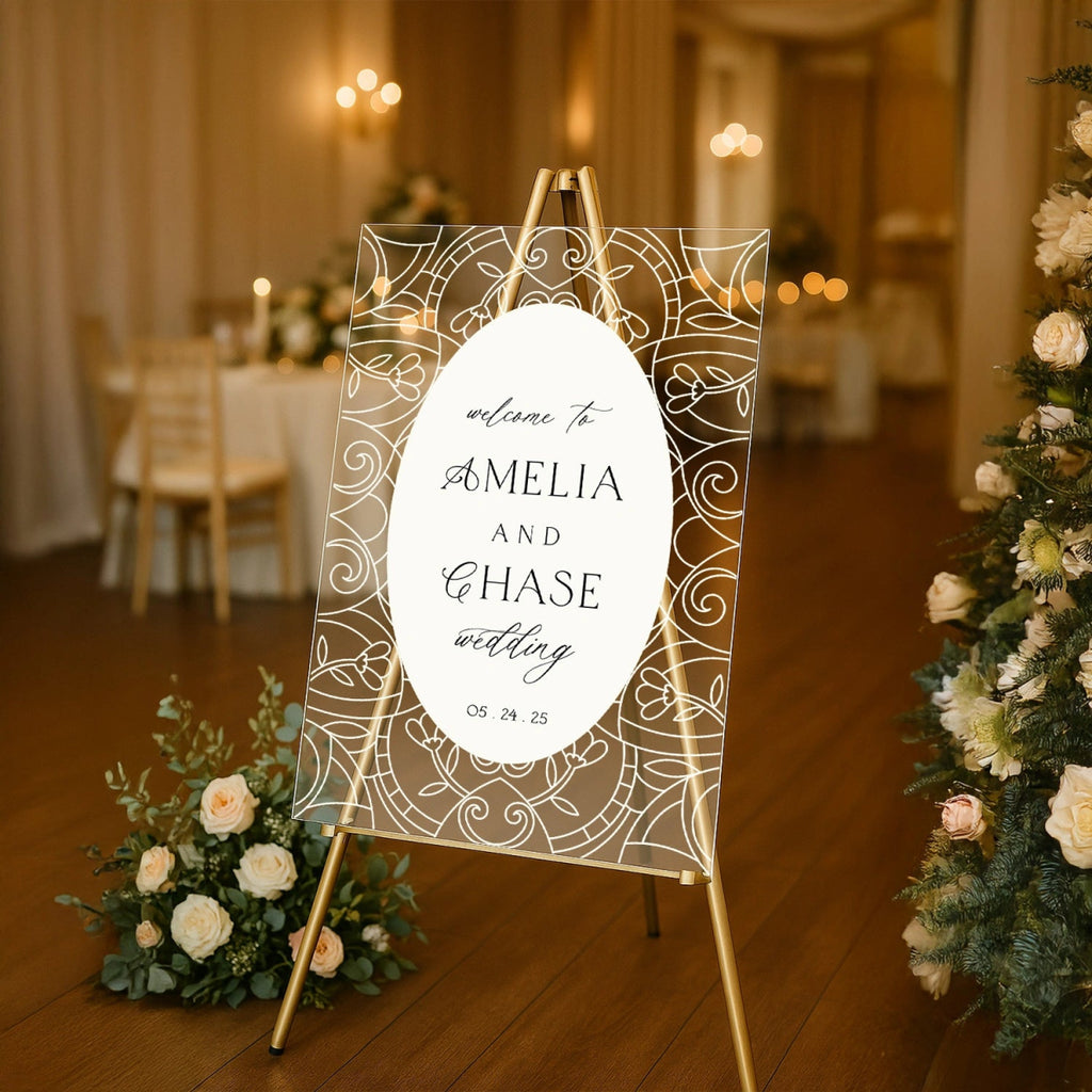 Acrylic Wedding Sign, Stained Glass Wedding Welcome Sign - SpeedyOrders