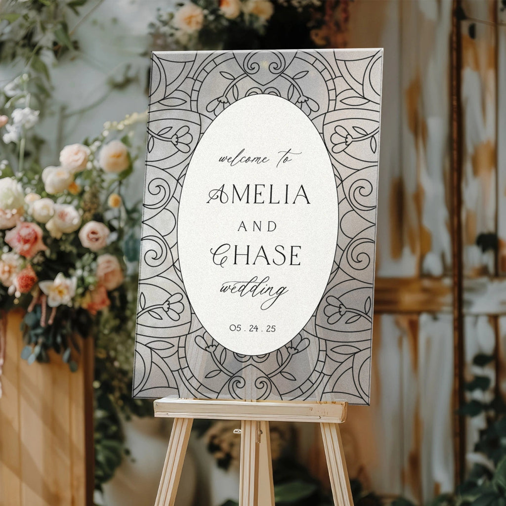 Acrylic Wedding Sign, Stained Glass Wedding Welcome Sign - SpeedyOrders