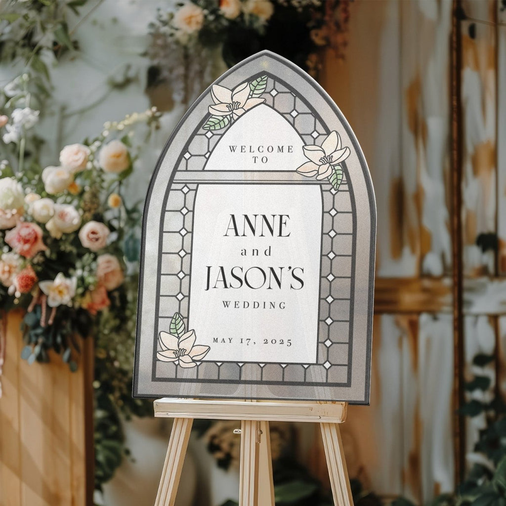 Acrylic Wedding Welcome Sign, Stained Glass Wedding Sign - SpeedyOrders