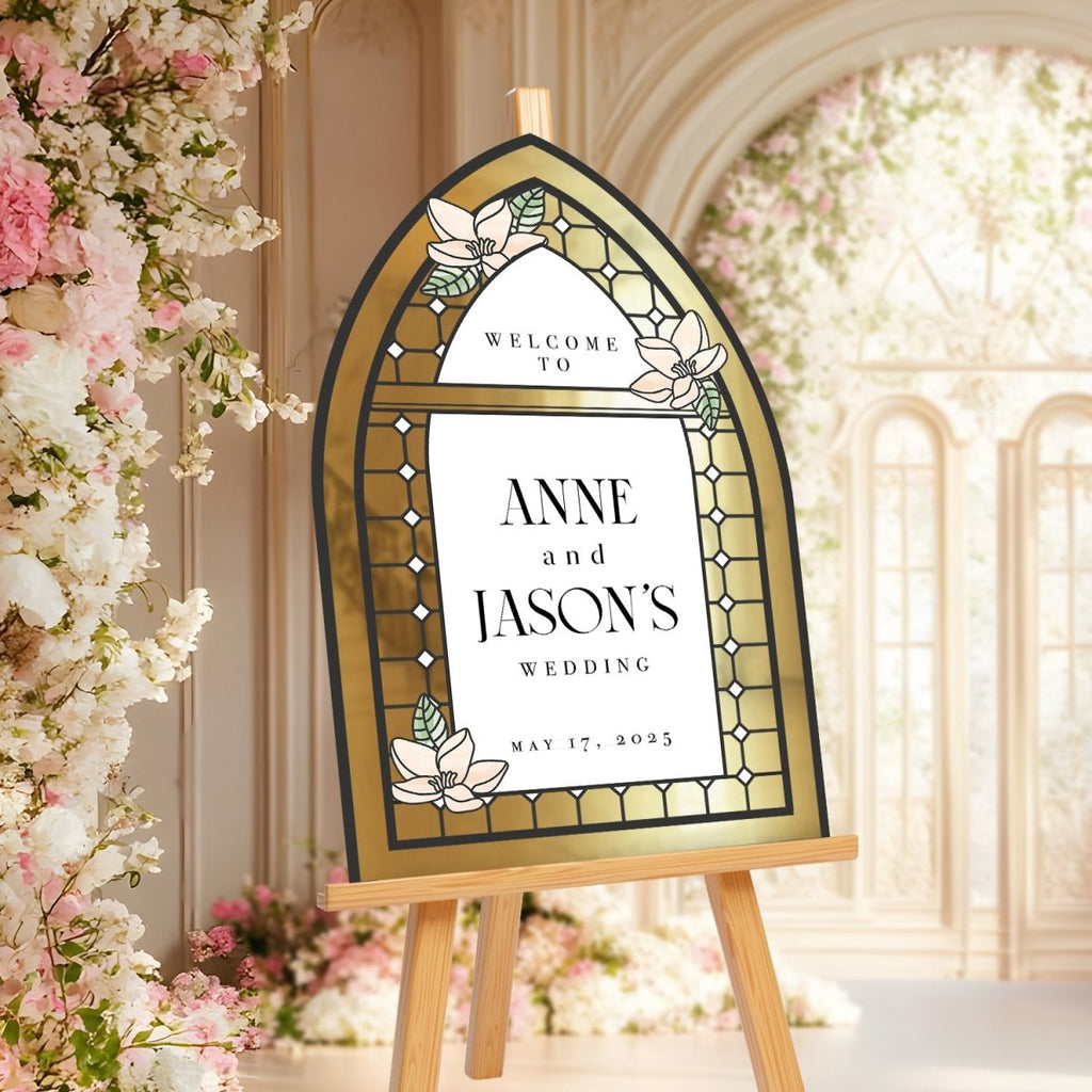 Acrylic Wedding Welcome Sign, Stained Glass Wedding Sign - SpeedyOrders