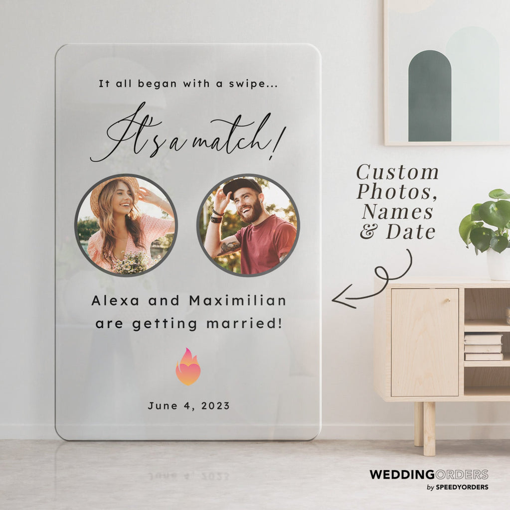 All Because Two People Swiped Right Wedding Sign, Custom Online Dating Wedding Welcome Sign - SpeedyOrders