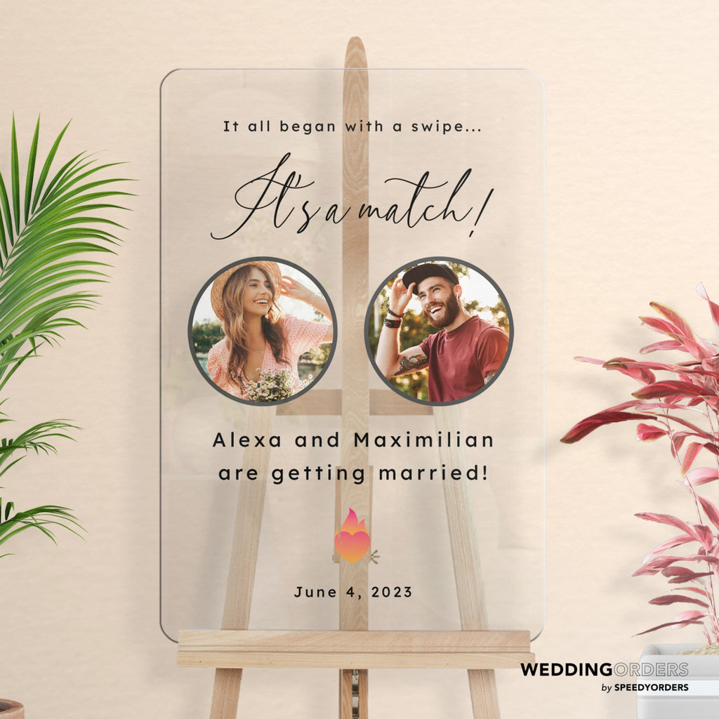 All Because Two People Swiped Right Wedding Sign, Custom Online Dating Wedding Welcome Sign - SpeedyOrders