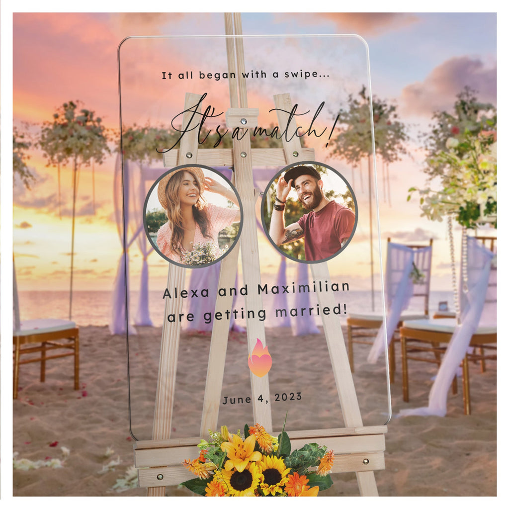 All Because Two People Swiped Right Wedding Sign, Custom Online Dating Wedding Welcome Sign - SpeedyOrders