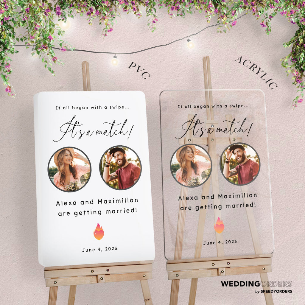 All Because Two People Swiped Right Wedding Sign, Custom Online Dating Wedding Welcome Sign - SpeedyOrders