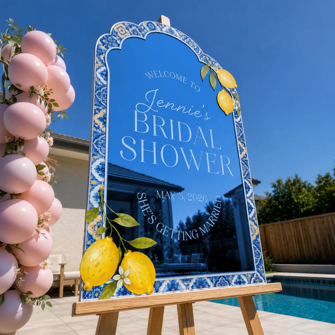 Amalfi Lemon Arch Bridal Shower Welcome Sign — Mediterranean Tile - SpeedyOrders