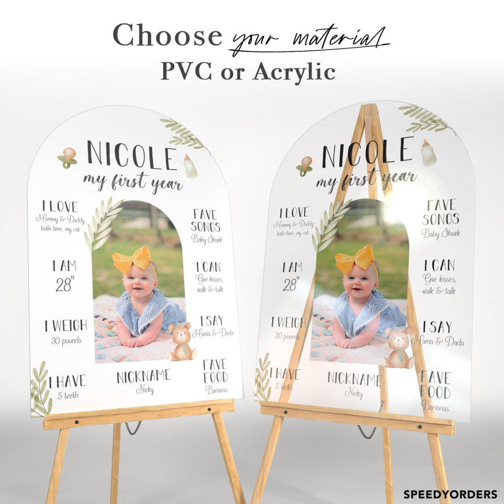 Baby Bear Welcome Sign with Picture Birthday Sign - SpeedyOrders