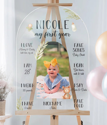 Baby Bear Welcome Sign with Picture Birthday Sign SpeedyOrders