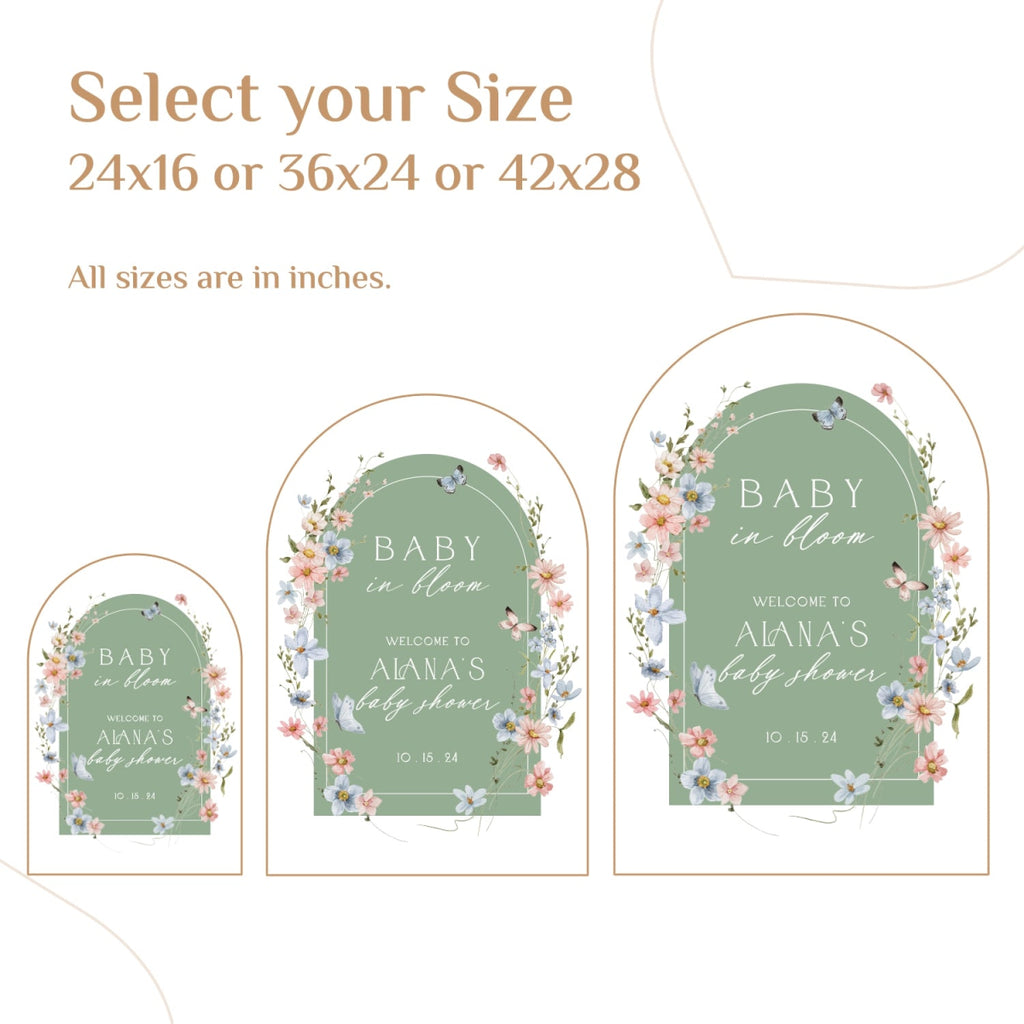 Baby In Bloom Baby Shower Sign, Sage Baby Shower Welcome Sign - SpeedyOrders