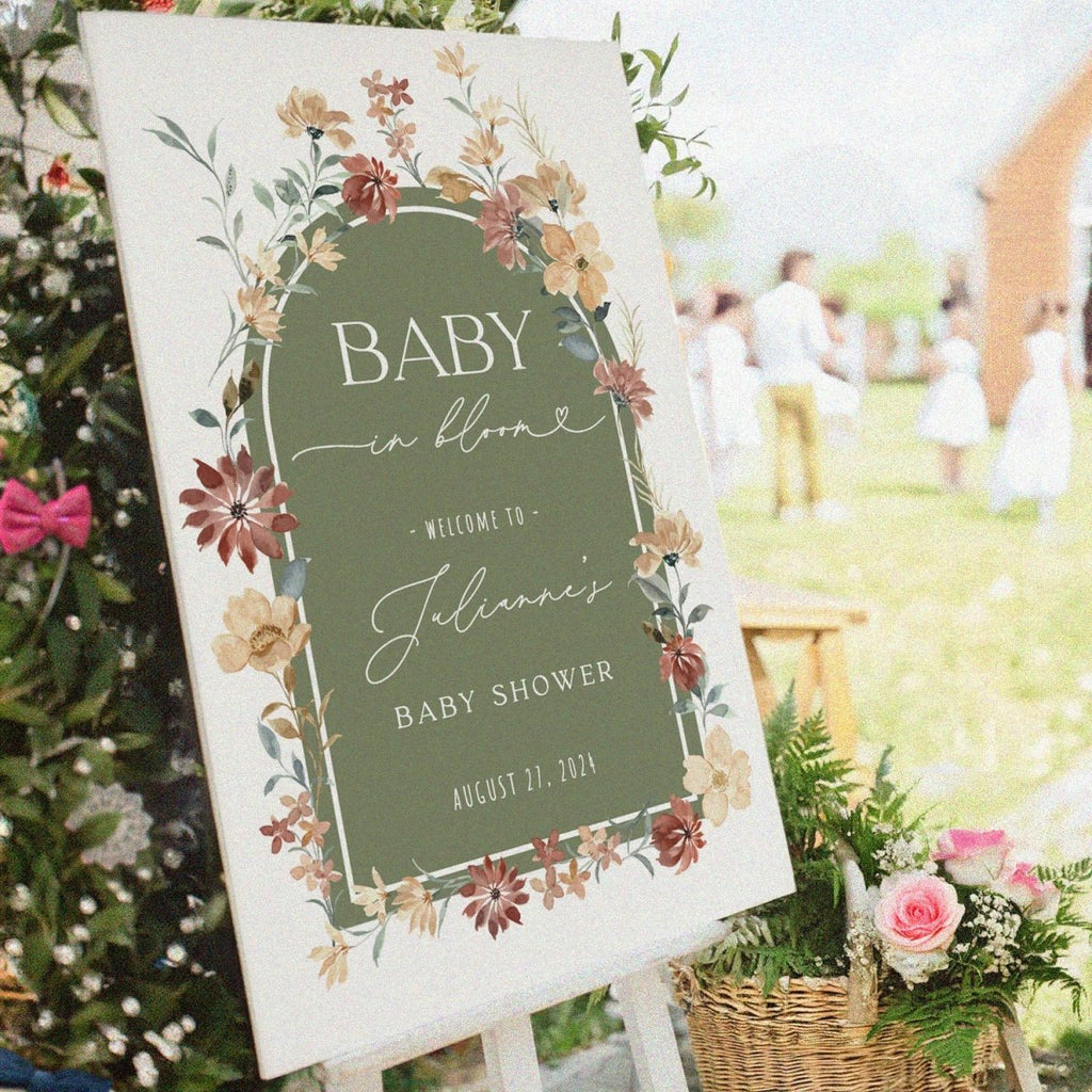 Baby In Bloom Baby Shower Sign, Wildflowers Baby Shower Welcome Sign - SpeedyOrders
