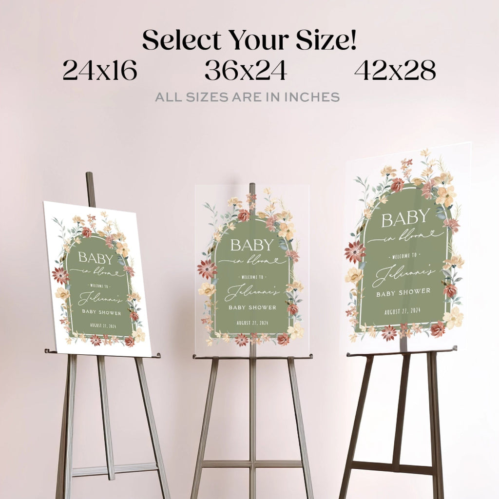 Baby In Bloom Baby Shower Sign, Wildflowers Baby Shower Welcome Sign - SpeedyOrders