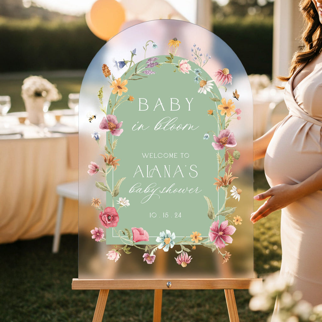 Baby In Bloom Baby Shower Welcome Sign, Wildflowers Baby Shower Sign - SpeedyOrders