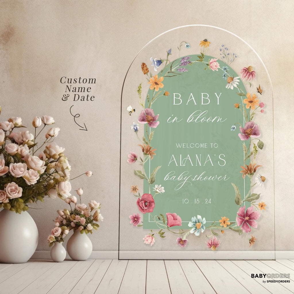 Baby In Bloom Baby Shower Welcome Sign, Wildflowers Baby Shower Sign - SpeedyOrders