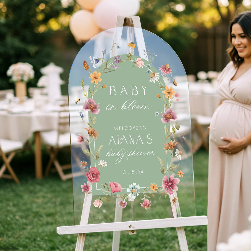 Baby In Bloom Baby Shower Welcome Sign, Wildflowers Baby Shower Sign - SpeedyOrders