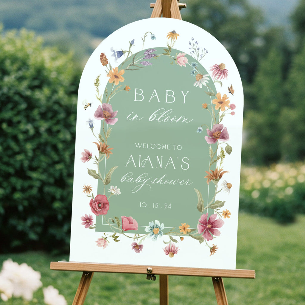 Baby In Bloom Baby Shower Welcome Sign, Wildflowers Baby Shower Sign - SpeedyOrders