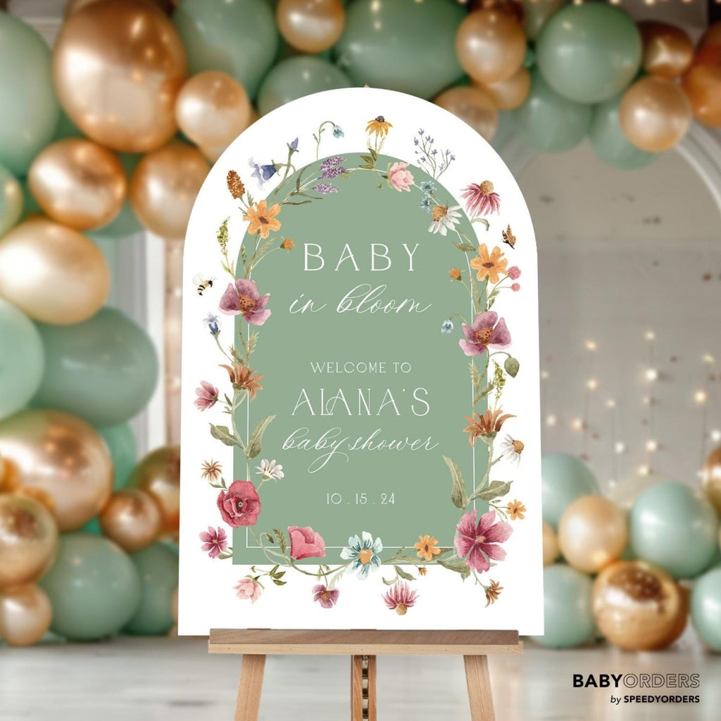 Baby In Bloom Baby Shower Welcome Sign, Wildflowers Baby Shower Sign - SpeedyOrders