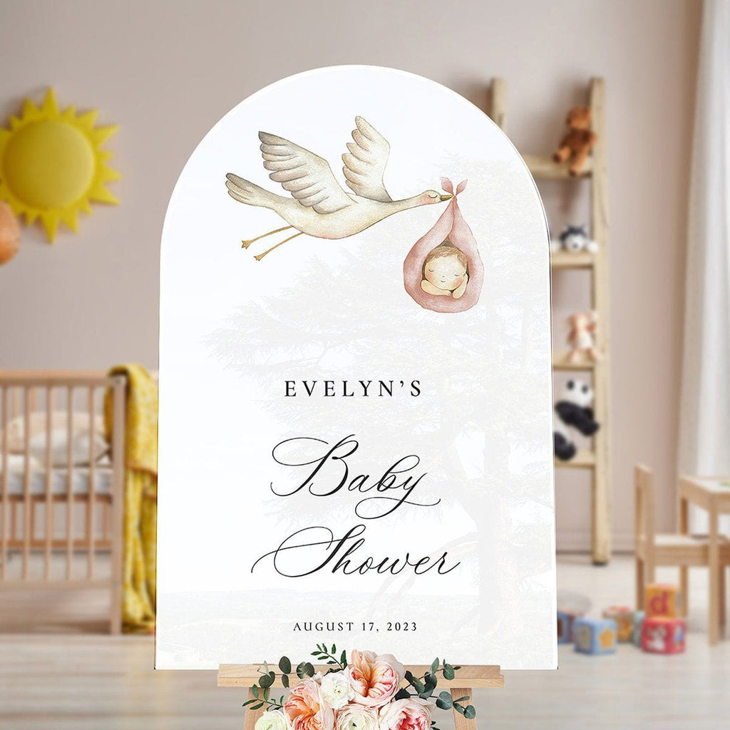 Baby Shower Welcome Sign, Stork Gender Neutral Baby Shower Sign - SpeedyOrders