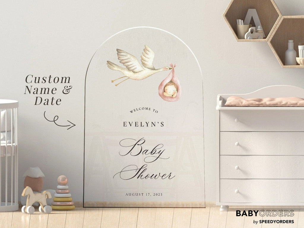 Baby Shower Welcome Sign, Stork Gender Neutral Baby Shower Sign - SpeedyOrders