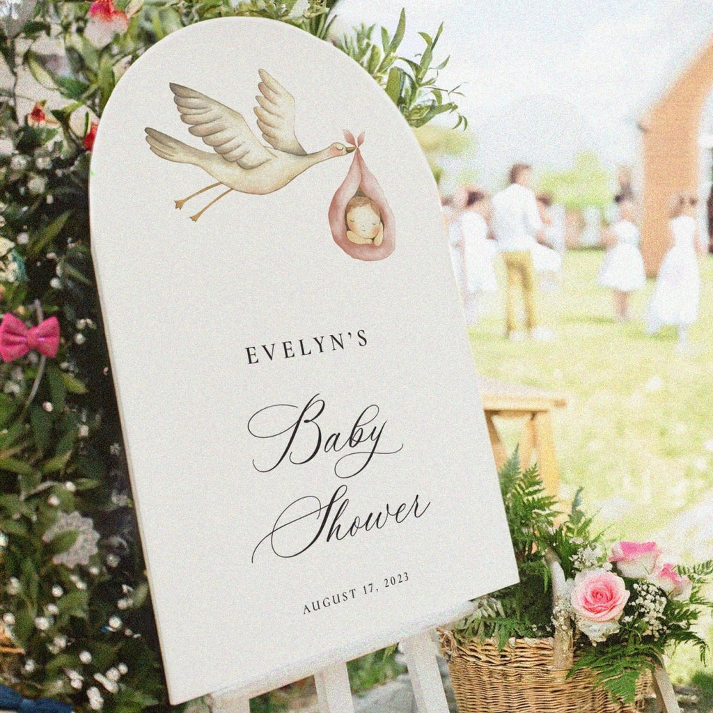 Baby Shower Welcome Sign, Stork Gender Neutral Baby Shower Sign - SpeedyOrders