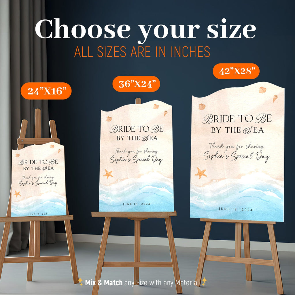 Beach Bridal Shower Sign, Customized Beach Theme Bridal Shower Welcome Signs - SpeedyOrders