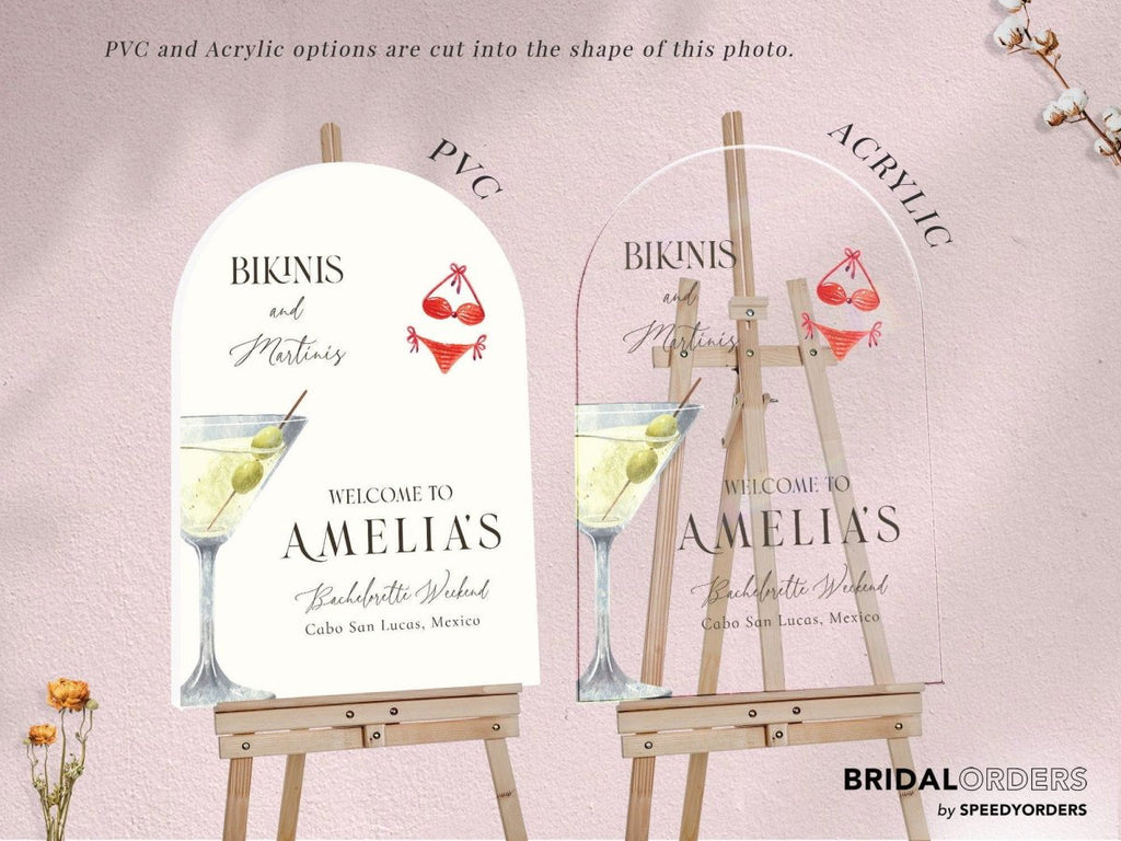 Bikini And Martinis Bachelorette Welcome Sign, Bachelorette Weekend Sign - SpeedyOrders